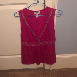 V-neck pink sequin fuchsia top